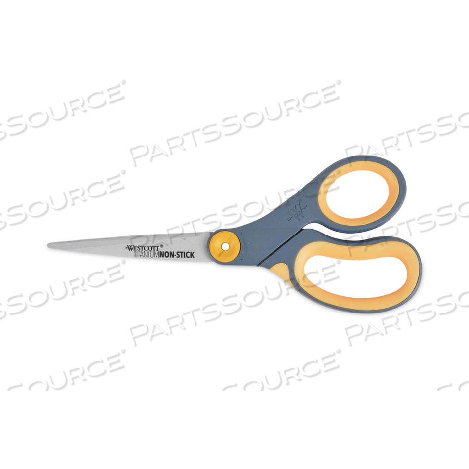 NON-STICK TITANIUM BONDED SCISSORS, 8" LONG, 3.25" CUT LENGTH, GRAY/YELLOW STRAIGHT HANDLE by Westcott