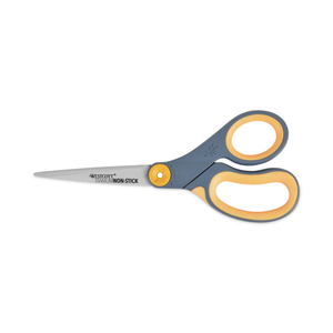 NON-STICK TITANIUM BONDED SCISSORS, 8" LONG, 3.25" CUT LENGTH, GRAY/YELLOW STRAIGHT HANDLE by Westcott NON-STICK TITANIUM BONDED SCISSORS, 8" LONG, 3.25" CUT LENGTH, GRAY/YELLOW STRAIGHT HANDLE by Westcott