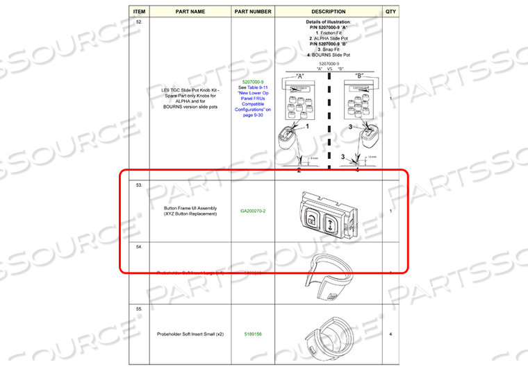 BUTTON FRAME UI ASSEMBLY 