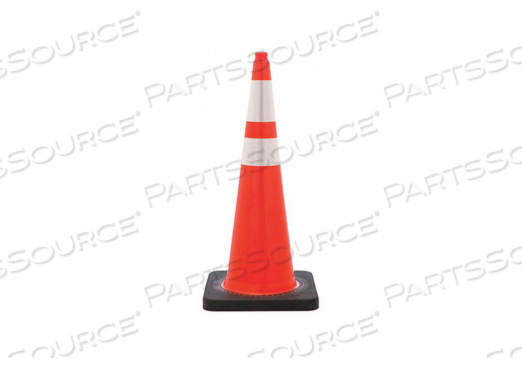 TRAFFIC CONE, NIGHT OR HIGH SPEED ROADWAY (45 MPH OR HIGHER), REFLECTIVE, 36 IN CONE HT, ORANGE, PVC by JBC Safety Plastic, Inc. TRAFFIC CONE, NIGHT OR HIGH SPEED ROADWAY (45 MPH OR HIGHER), REFLECTIVE, 36 IN CONE HT, ORANGE, PVC by JBC Safety Plastic, Inc.