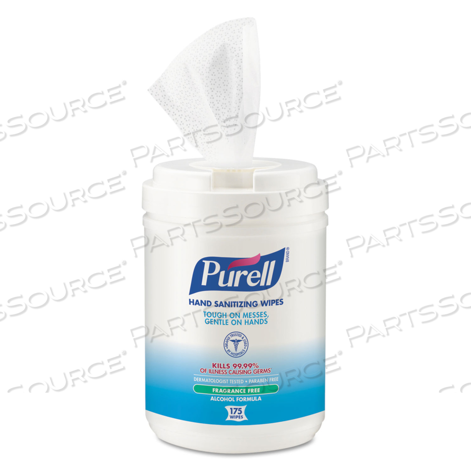 HAND SANITIZING WIPES ALCOHOL FORMULA, 6 X 7, WHITE, 175/CANISTER by Purell