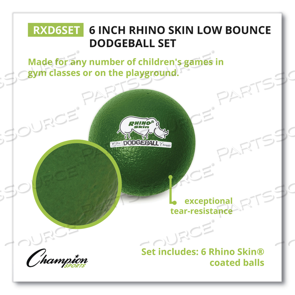 DODGE BALL SET, RHINO SKIN, ASSORTED COLORS, 6 BALLS/SET by Champion Sports