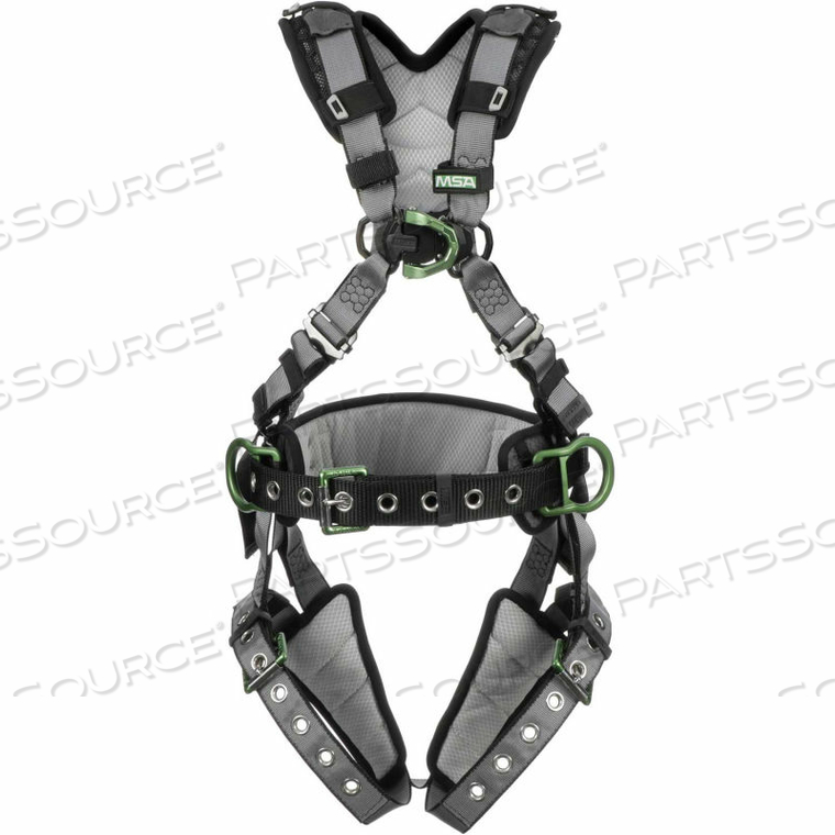 CONSTRUCTION HARNESS, BACK, CHEST & HIP D-RINGS, TONGUE BUCKLE LEG STRAPS, STD by MSA Safety Sales, LLC