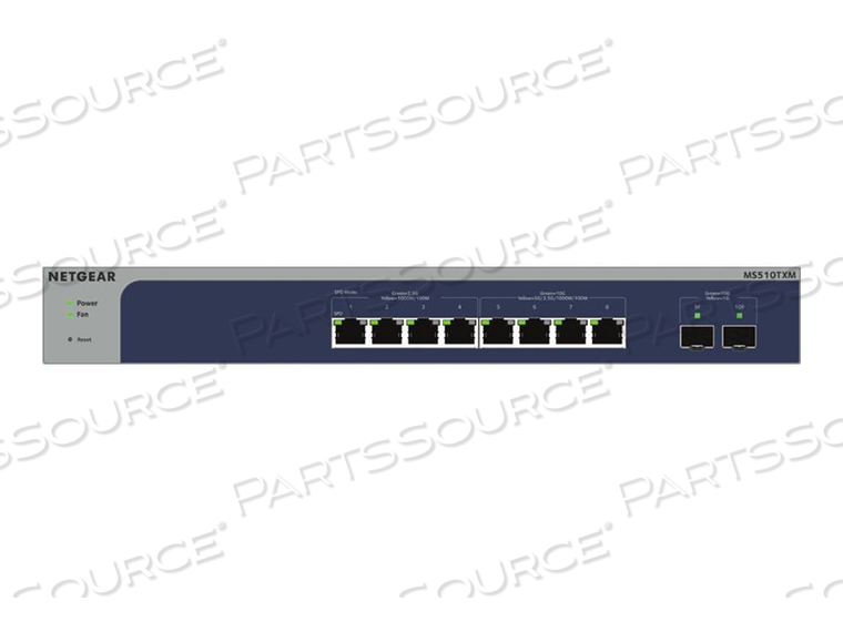 SMART MS510TXM, SWITCH, L3 LITE, SMART, 4 X 100/1000/2.5G + 4 X 1/2.5/5/10GBASE-T + 2 X 10 GIGABIT SFP+ (UPLINK), DESKTOP, RACK-MOUNTABLE by Netgear