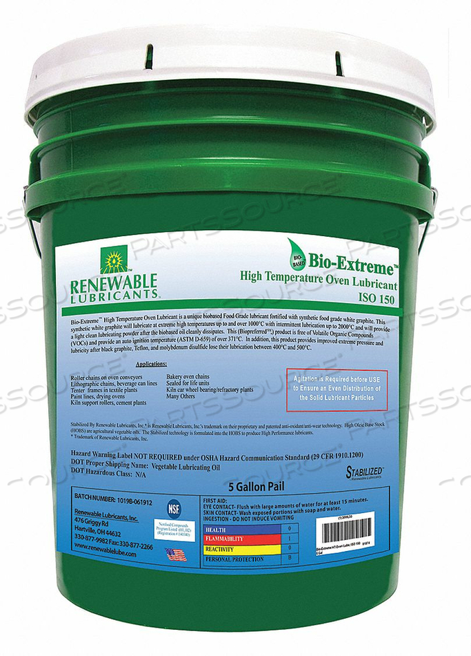 5 GAL. PAIL OVEN CHAIN LUBRICANT by Renewable Lubricants