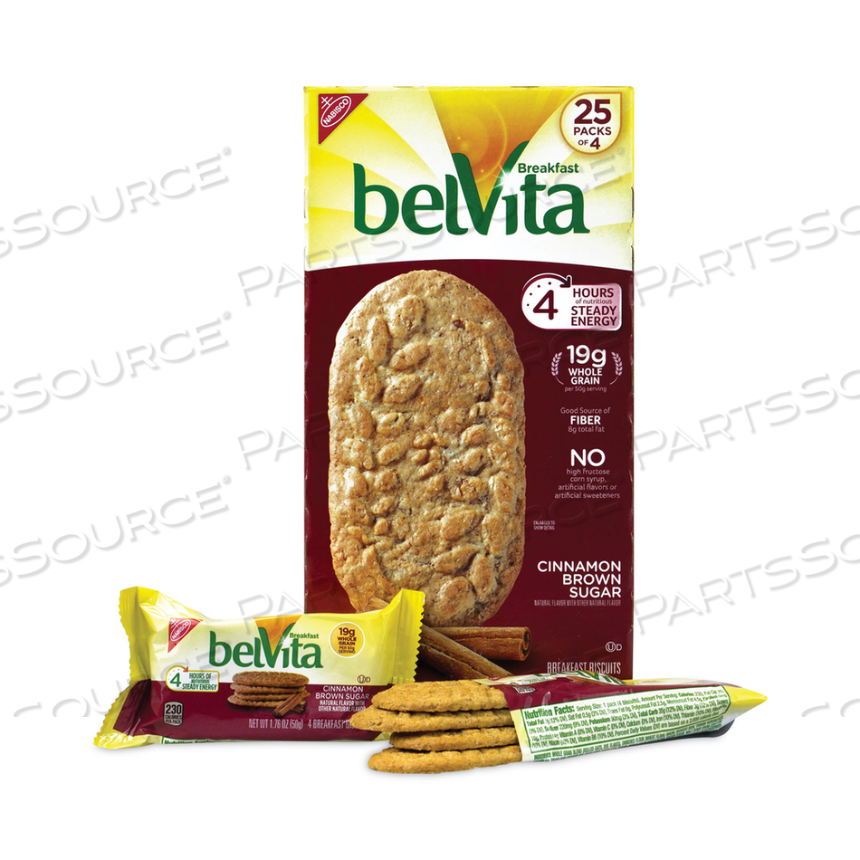 BELVITA BREAKFAST BISCUITS, CINNAMON BROWN SUGAR, 1.76 OZ PACK, 25 PACKS/BOX 