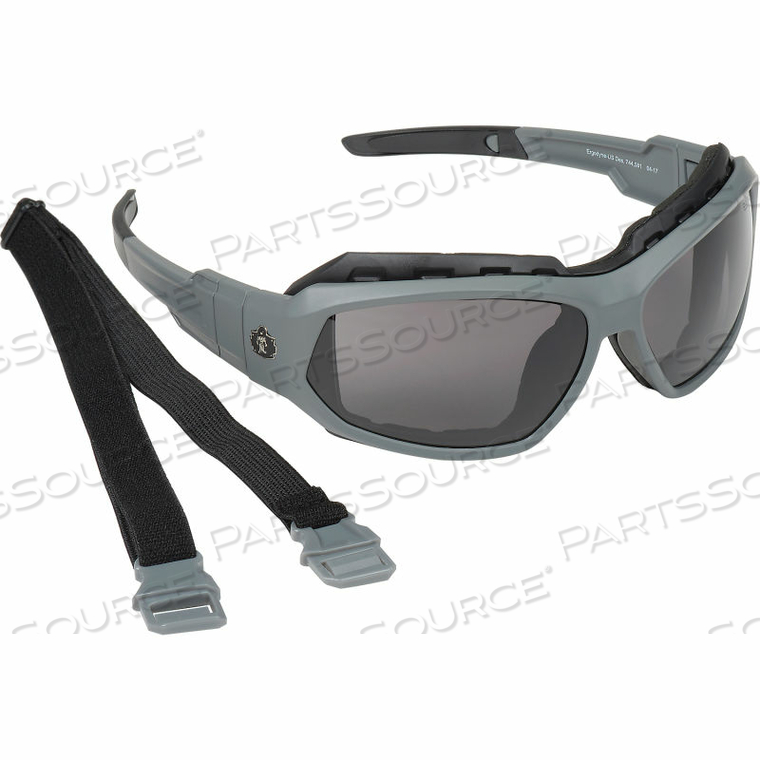 SKULLERZ LOKI SAFETY GLASSES/GOGGLES W/FOG-OFF, SMOKE AF LENS, MATTE GRAY FRAME by Ergodyne SKULLERZ LOKI SAFETY GLASSES/GOGGLES W/FOG-OFF, SMOKE AF LENS, MATTE GRAY FRAME by Ergodyne
