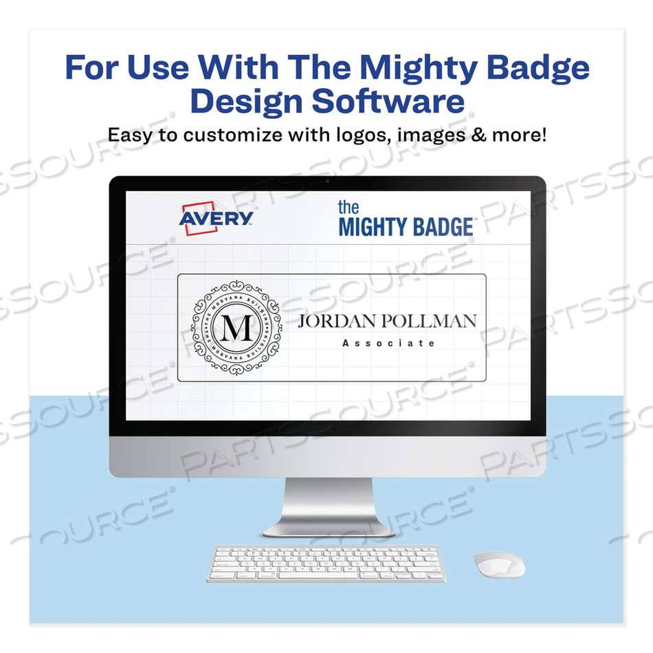 THE MIGHTY BADGE NAME BADGE INSERTS, 1 X 3, CLEAR, LASER, 20/SHEET by Avery