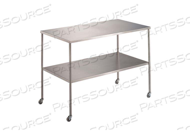 TABLE, INSTRUMENT, 48IN WIDTH, 34IN HEIGHT, 24IN DEPTH, HOWARD, SILVER, 304 STAINLESS STEEL, 18GA GAUGE, WITH SHELF by Blickman TABLE, INSTRUMENT, 48IN WIDTH, 34IN HEIGHT, 24IN DEPTH, HOWARD, SILVER, 304 STAINLESS STEEL, 18GA GAUGE, WITH SHELF by Blickman