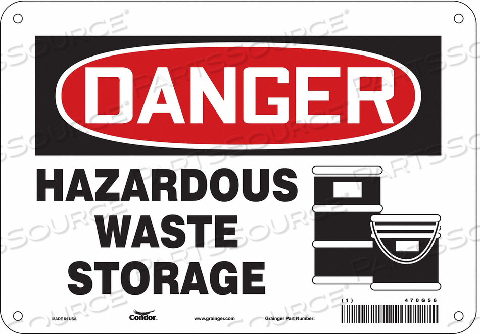 SAFETY SIGN, VERTICAL RECTANGLE, NUMBER OF PRINTED SIDES 1, ENGLISH, SIGN FORMAT TRADITIONAL OSHA, SIGN LEGEND HAZARDOUS WASTE STORAGE, SIGN by Condor SAFETY SIGN, VERTICAL RECTANGLE, NUMBER OF PRINTED SIDES 1, ENGLISH, SIGN FORMAT TRADITIONAL OSHA, SIGN LEGEND HAZARDOUS WASTE STORAGE, SIGN by Condor