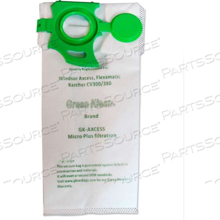 GREEN KLEAN REPLACEMENT VACUUM CLEANER BAGS FOR WINDSOR AXCESS 1.012-062.0/ KARCHER 1.012-059.0 by Kleen Green GREEN KLEAN REPLACEMENT VACUUM CLEANER BAGS FOR WINDSOR AXCESS 1.012-062.0/ KARCHER 1.012-059.0 by Kleen Green