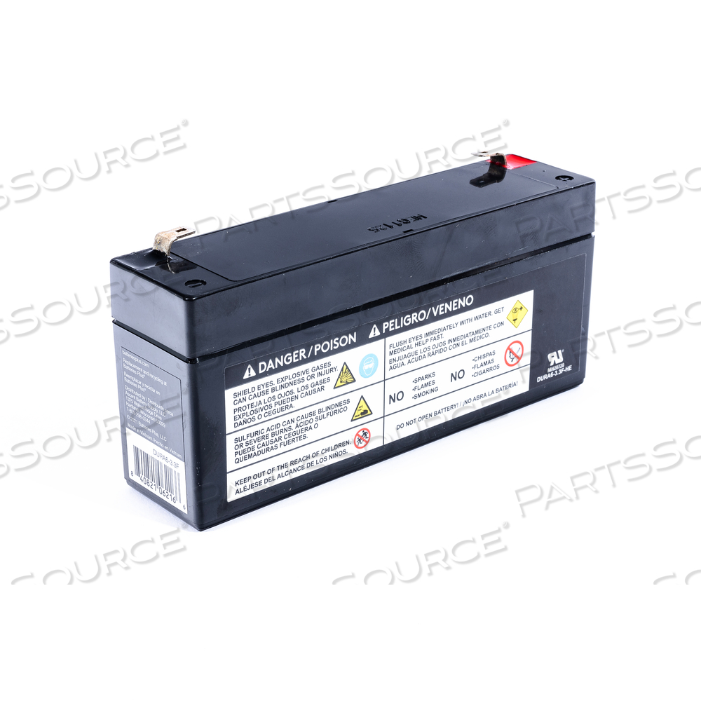 BATTERY, SEALED LEAD ACID, 6V, 3.3 AH, 0.187 IN FASTON 