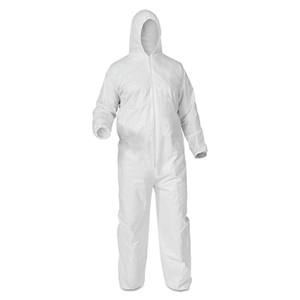 KLEENGUARD A35 ECONOMY LIQUID & PARTICLE PROTECTION COVERALLS, ZIPPER FRONT/ELASTIC WRISTS/ANKLES/HOOD, WHITE, 3XL by KleenGuard