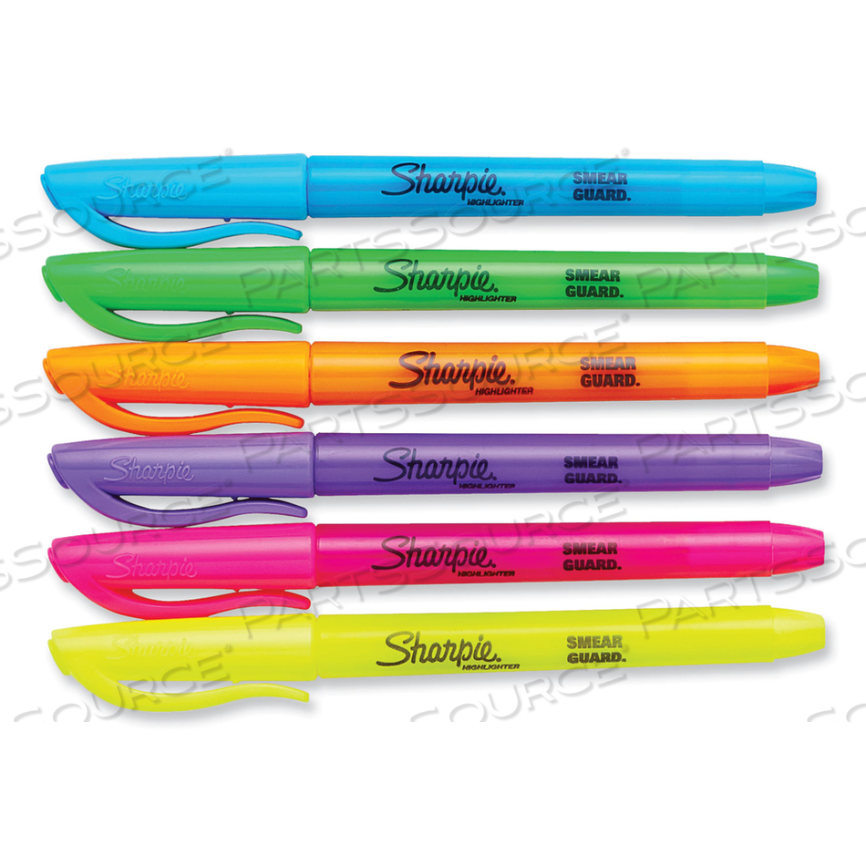 POCKET STYLE HIGHLIGHTERS, ASSORTED INK COLORS, CHISEL TIP, ASSORTED BARREL COLORS by Sharpie