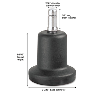 HIGH PROFILE BELL GLIDES, GRIP RING TYPE B STEM, 2.19" X 2.31" GLIDE, MATTE BLACK, 5/SET by MASTER CASTER COMPANY