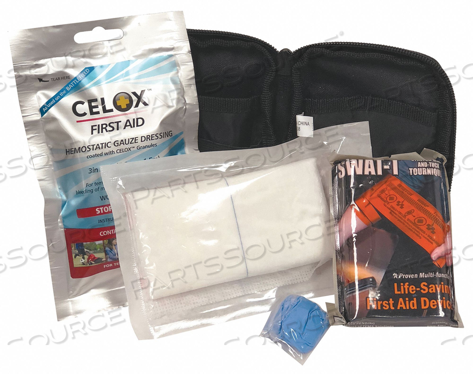 POCKET TRAUMA KIT NYLON BLACK 4-1/2 H by Celox POCKET TRAUMA KIT NYLON BLACK 4-1/2 H by Celox