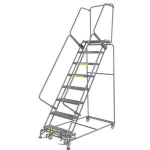 GRIP 24"W 8 STEP STEEL ROLLING LADDER 14"D TOP STEP by Ballymore