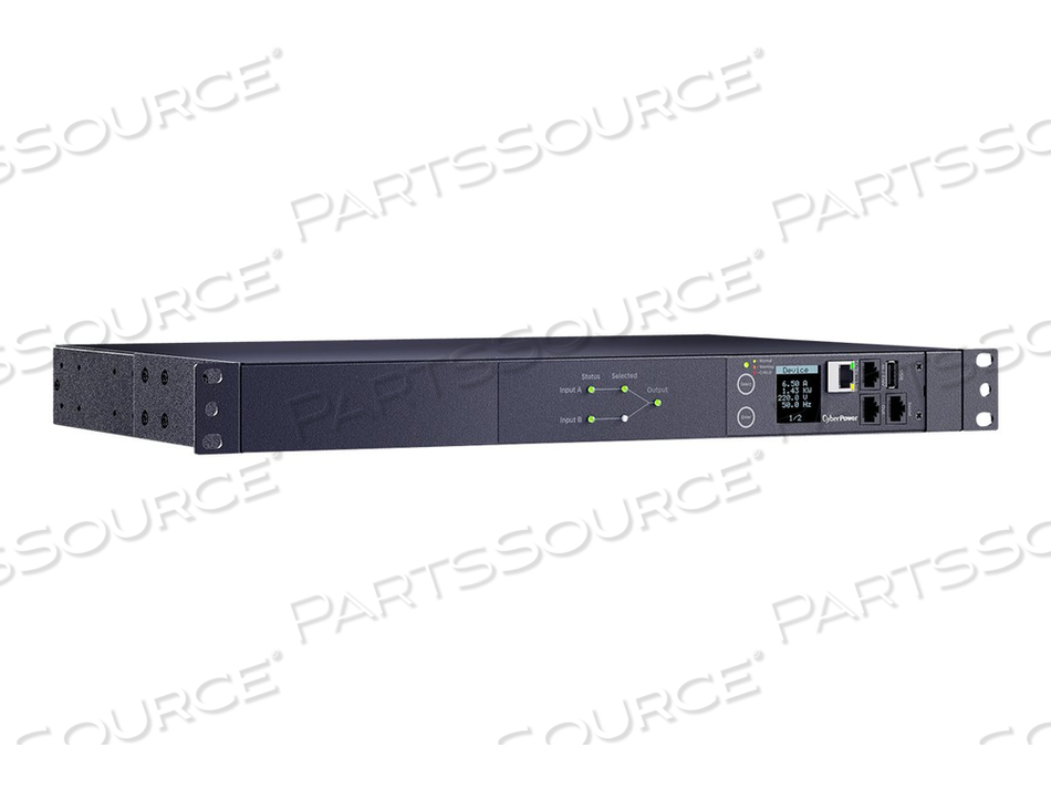 SWITCHED ATS PDU44006, POWER DISTRIBUTION UNIT (RACK-MOUNTABLE), AC 200-240 V, 1-PHASE, ETHERNET, SERIAL, INPUT: 2 X NEMA L6-20P, OUTPUT CON by CyberPower SWITCHED ATS PDU44006, POWER DISTRIBUTION UNIT (RACK-MOUNTABLE), AC 200-240 V, 1-PHASE, ETHERNET, SERIAL, INPUT: 2 X NEMA L6-20P, OUTPUT CON by CyberPower