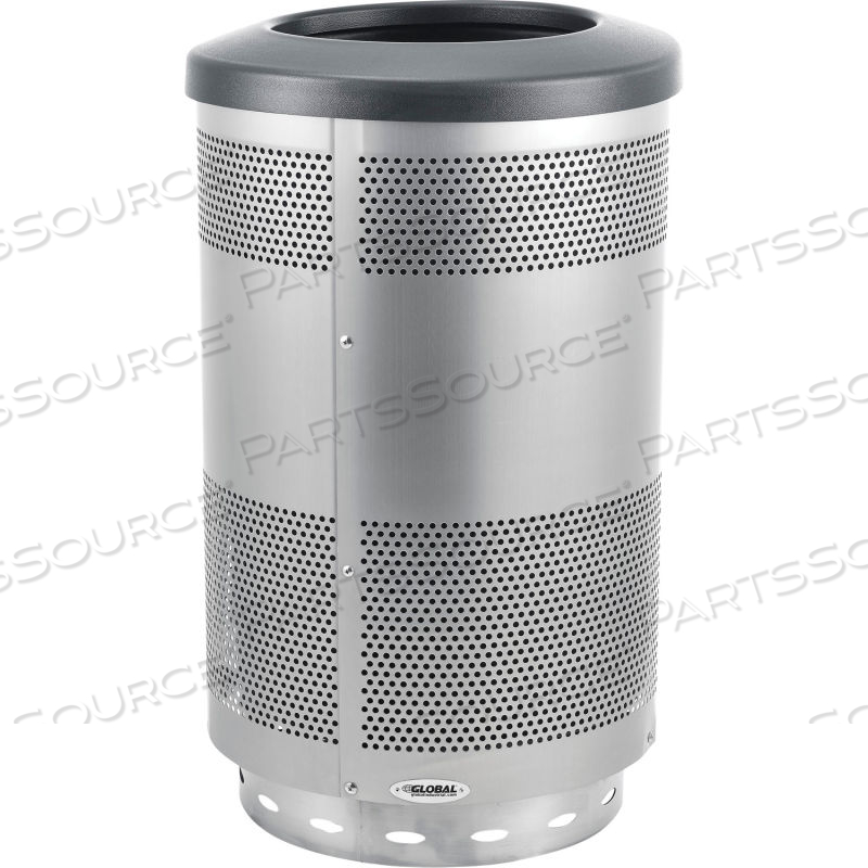 55 GALLON PERFORATED STEEL RECEPTACLE W/ FLAT LID - STAINLESS by Approved Vendor