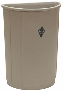 GRAINGER TRASH CAN, HALF-ROUND, BEIGE, 21 GAL CAPACITY, 21 1/2 IN WD/DIA, 9 IN DP, 28 1/2 IN HT by Tough Guy