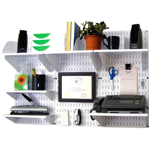 OFFICE WALL MOUNT DESK STORAGE AND ORGANIZATION KIT, WHITE, 48" X 32" X 12" by Wall Control Pegboard