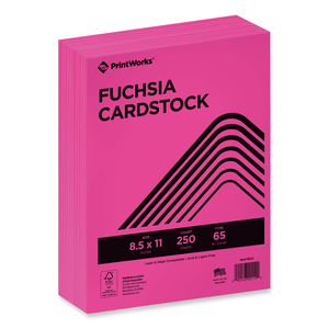 COLOR CARDSTOCK, 65 LB COVER WEIGHT, 8.5 X 11, FUCHSIA, 250/REAM by PrintWorks Professional