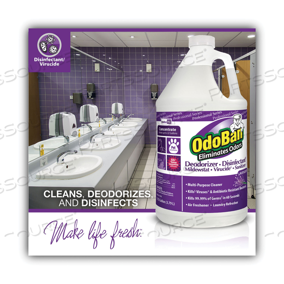 CONCENTRATE ODOR ELIMINATOR AND DISINFECTANT, LAVENDER SCENT, 1 GAL BOTTLE by Odoban