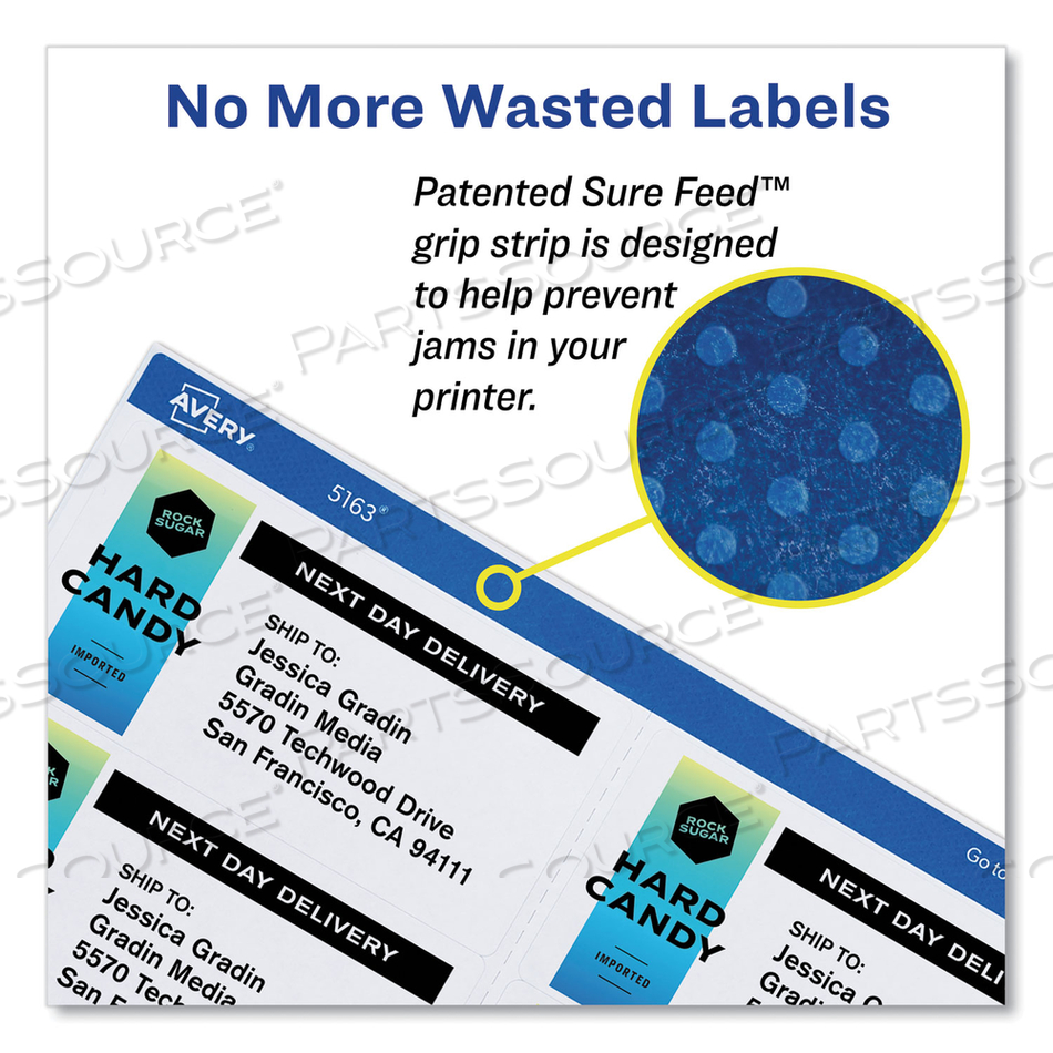 SHIPPING LABELS W/ TRUEBLOCK TECHNOLOGY, LASER PRINTERS, 2 X 4, WHITE, 10/SHEET by Avery
