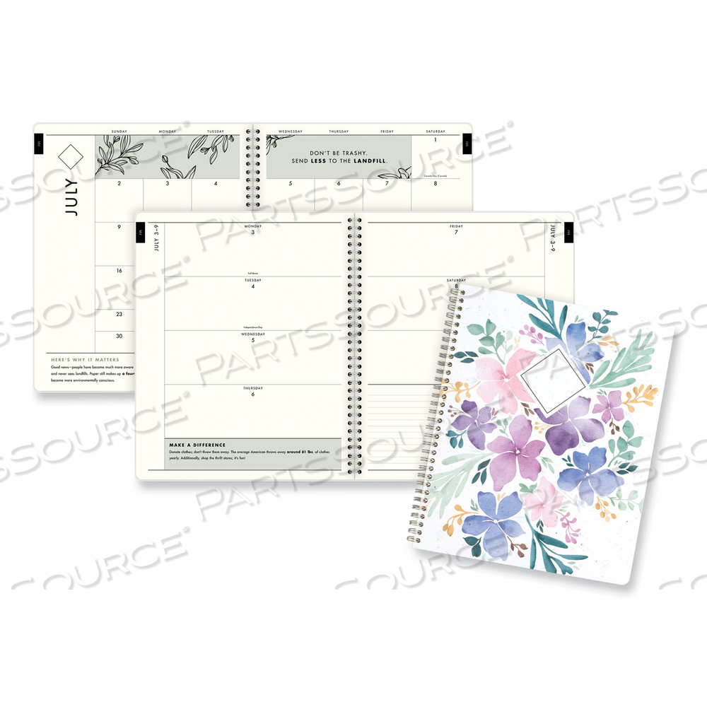 GREENPATH ACADEMIC YEAR WEEKLY/MONTHLY PLANNER, GREENPATH ART, 11 X 9.87, FLORAL COVER, 12-MONTH (JULY TO JUNE): 2023 TO 2024 