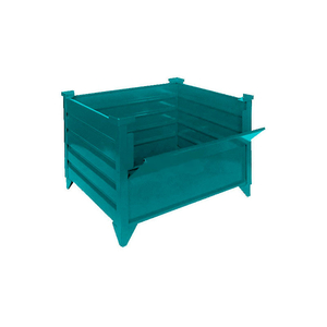 STACKABLE STEEL CONTAINER SOLID, DROP GATE, 42"L X 42"W X 24"H, GREEN by Topper Industrial