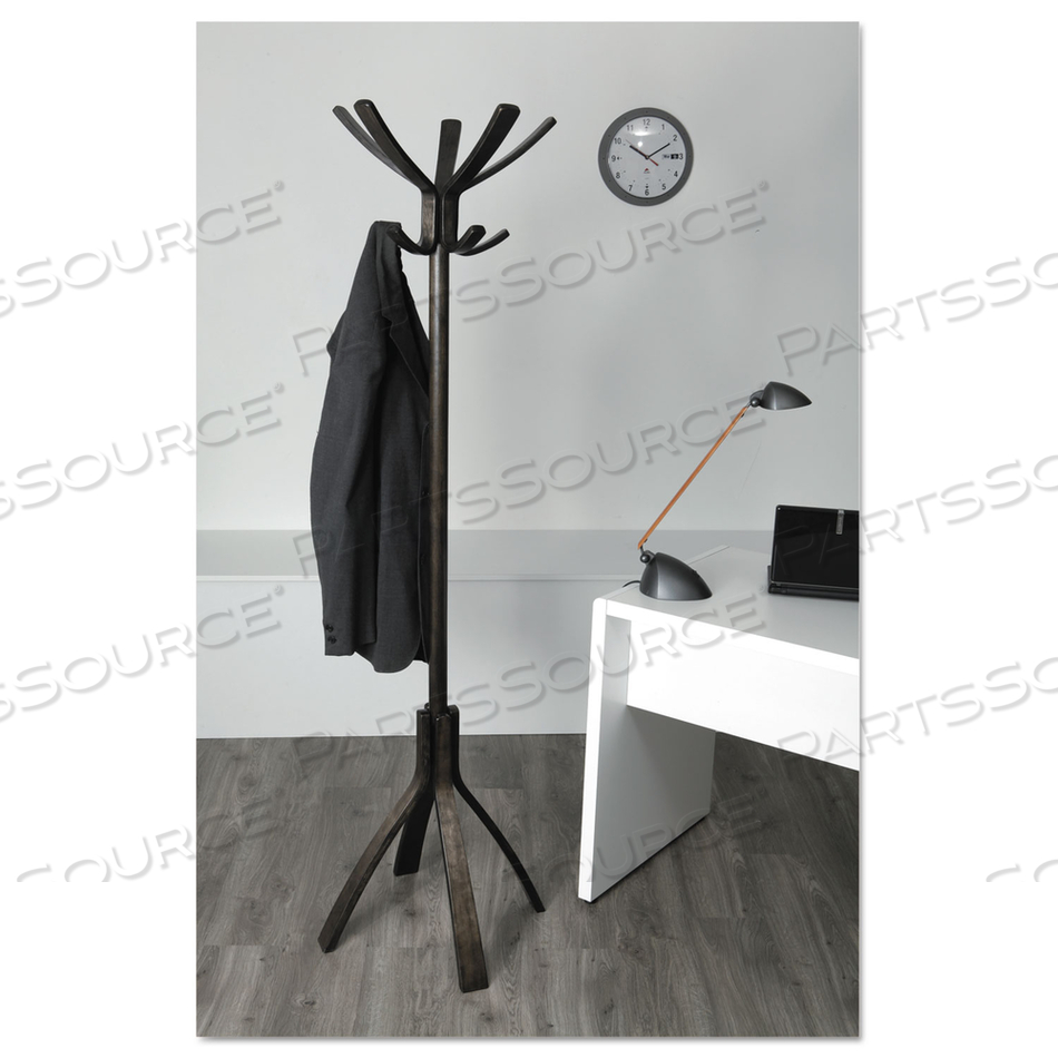 CAFΘ WOOD COAT STAND, TEN PEGS/FIVE HOOKS, ESPRESSO BROWN by Alba