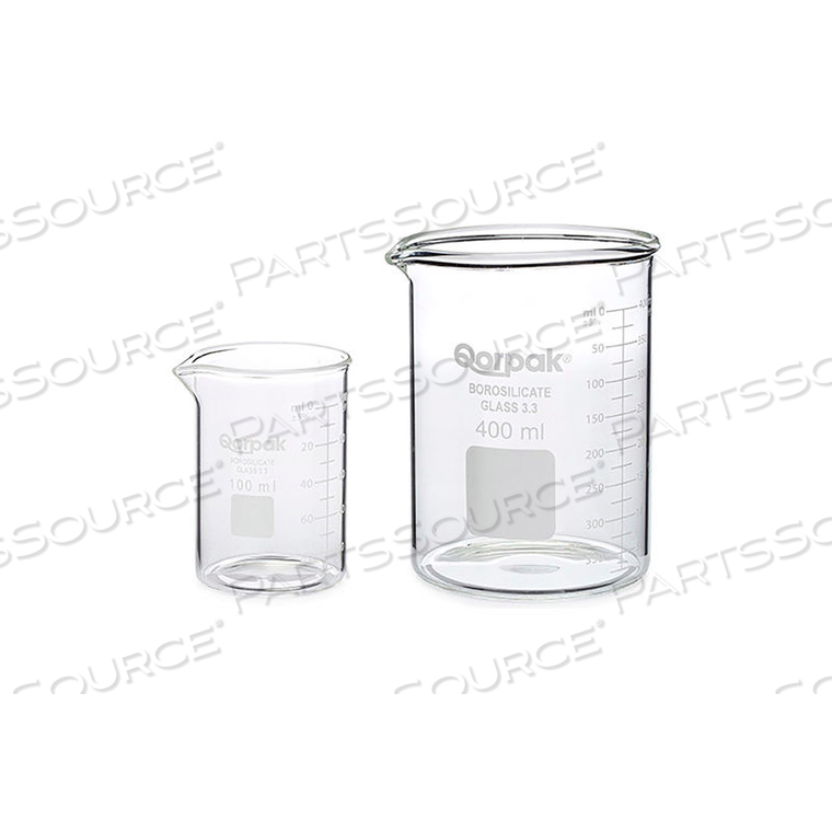 800ML CLEAR GRADUATED LOW FORM GRIFFIN BEAKER WITH SPOUT, CASE OF 6 