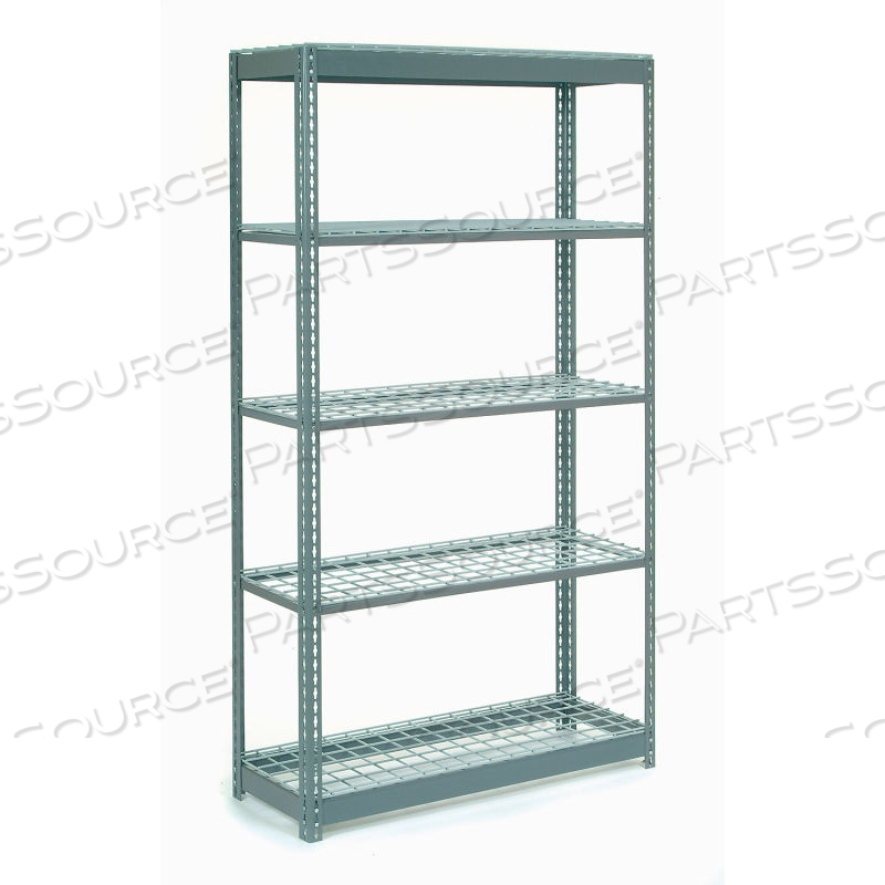 HEAVY DUTY SHELVING 48"W X 24"D X 72"H WITH 5 SHELVES - WIRE DECK - GRAY 