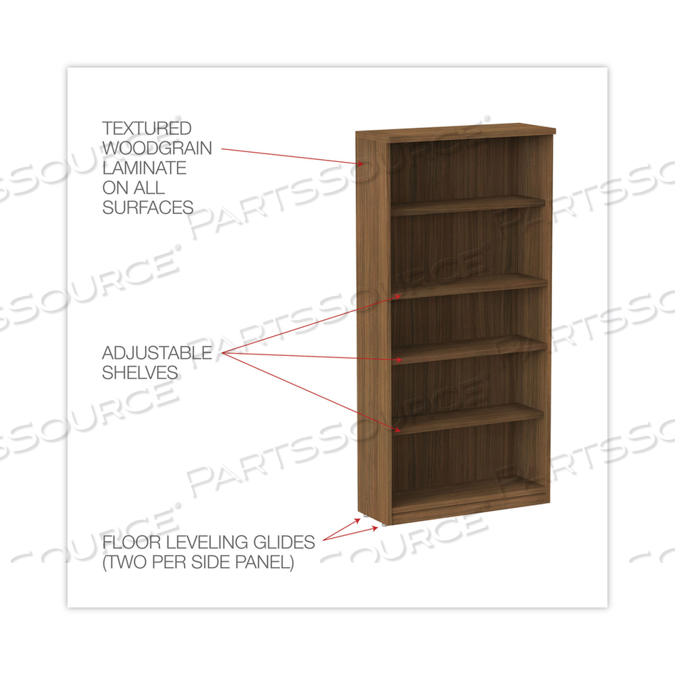 ALERA VALENCIA SERIES BOOKCASE, FIVE-SHELF, 31.75W X 14D X 64.75H, MODERN WALNUT by Alera