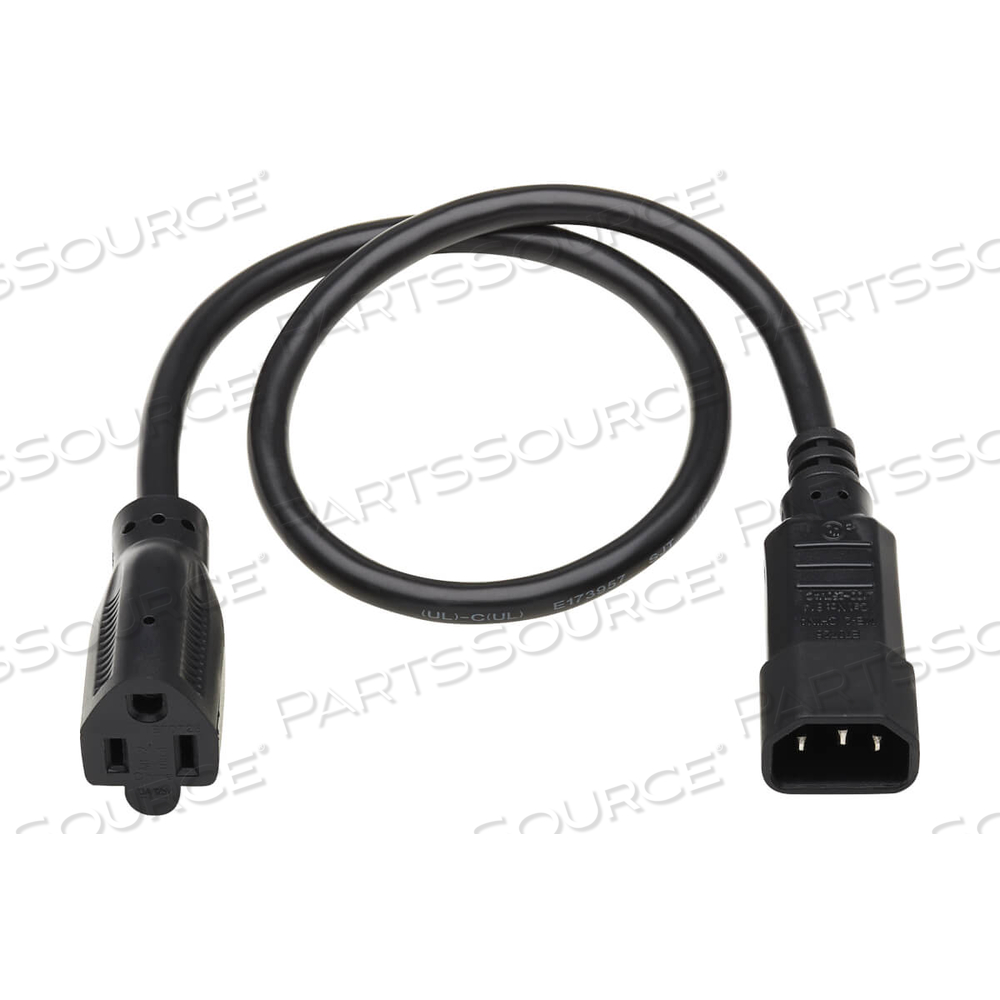 2FT 16 AWG NEMA 5-15R - C14 COMPUTER AC POWER CORD - BLACK by Tripp Lite
