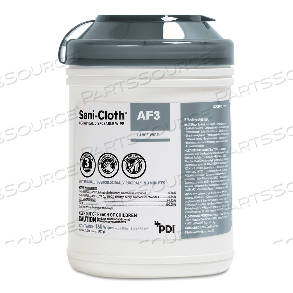 SANI-CLOTH AF3 GERMICIDAL DISPOSABLE WIPES, 6 X 6.75, 160 WIPES/CANISTER by Sani Professional