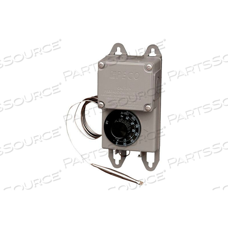 INDUSTRIAL TEMPERATURE CONTROLLER TRF115-005 TMP. RANGE 0-120F RMT. BULB NEMA 4X by PECO INDUSTRIAL TEMPERATURE CONTROLLER TRF115-005 TMP. RANGE 0-120F RMT. BULB NEMA 4X by PECO