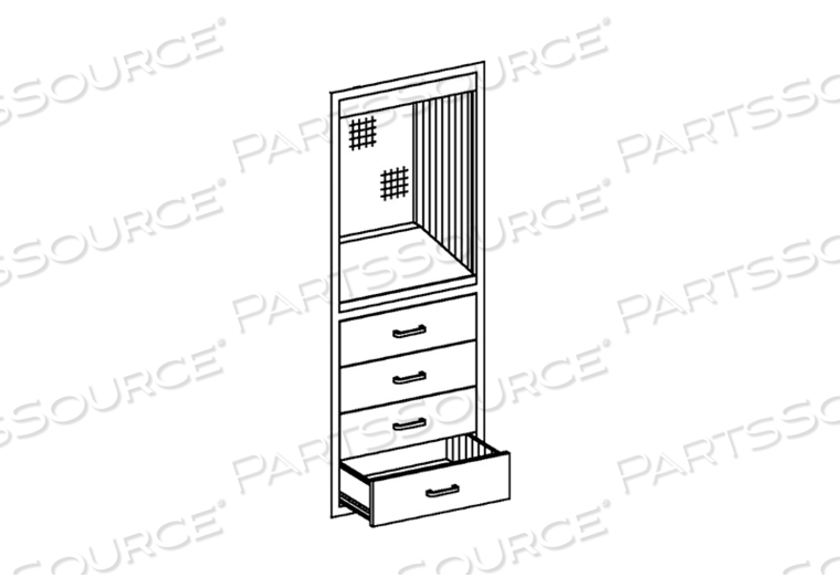 EQUIPMENT AND SUPPLIES CABINET 24 1/8"W X 60"H X 18"D CONSOLE CABINET W/ SLOPED WRITING SURFACE W/WHITE PORCELAIN W/(4) DRAWERS by Blickman