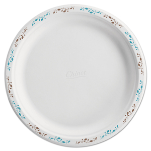 MOLDED FIBER DINNERWARE, PLATE, 10.5" DIA, WHITE, VINE THEME, 125/PACK, 4 PACKS/CARTON by Chinet