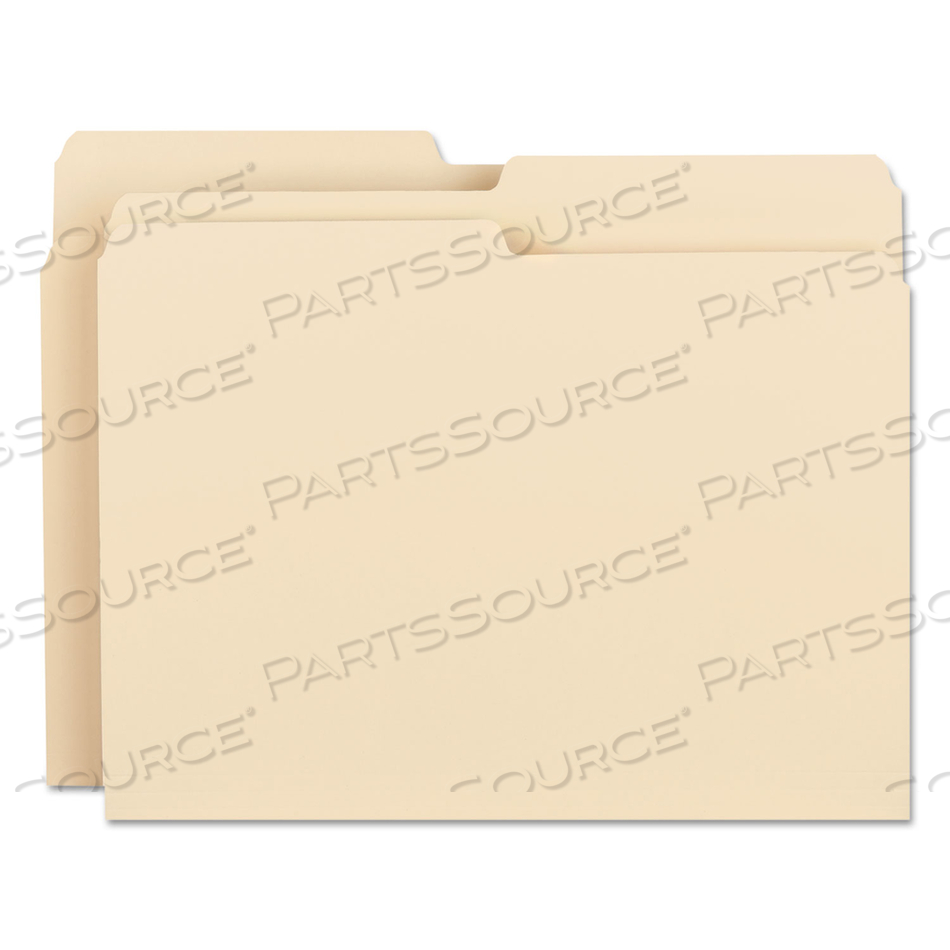 MANILA FILE FOLDERS, 1/2-CUT TABS: ASSORTED, LETTER SIZE, 0.75" EXPANSION, MANILA, 100/BOX 