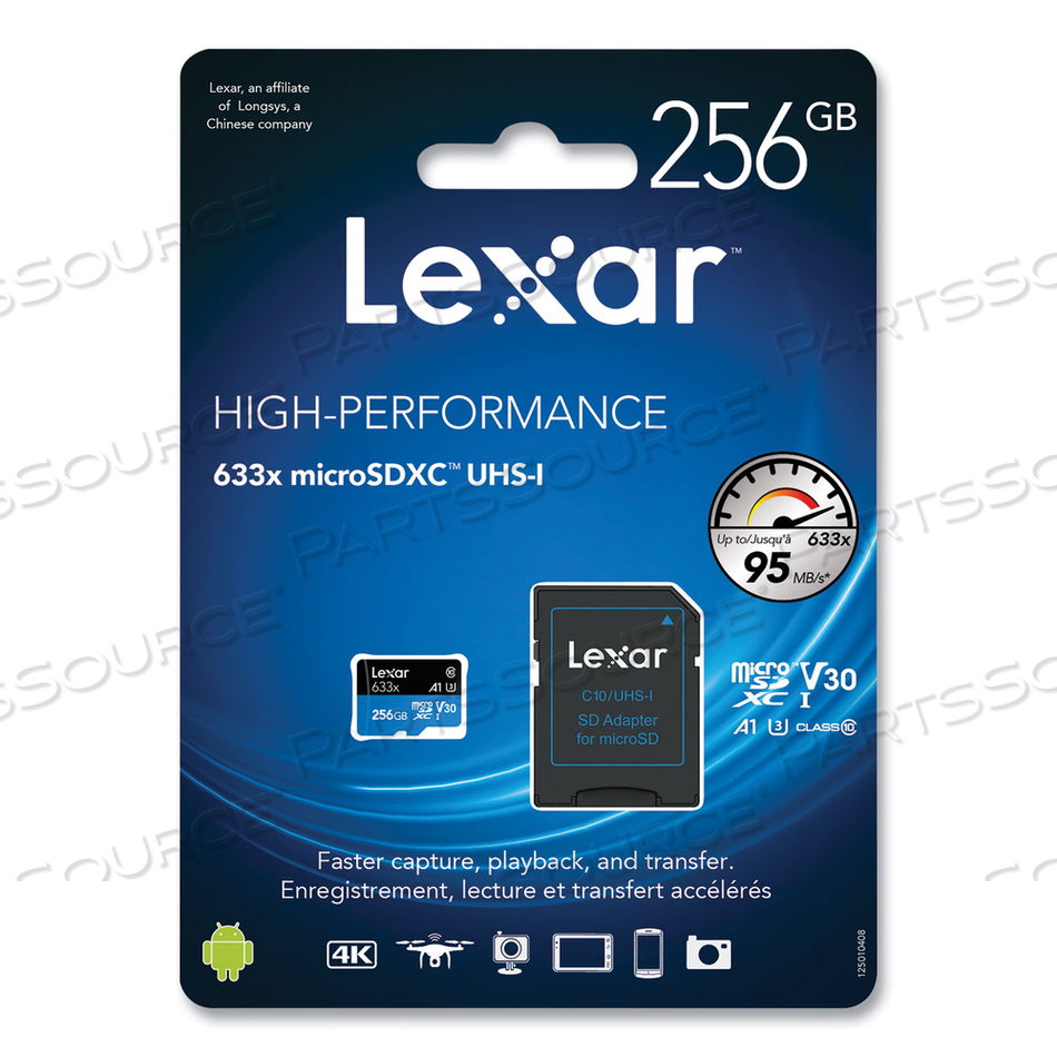 MICROSDXC MEMORY CARD, UHS-I U1 CLASS 10, 256 GB by Lexar MICROSDXC MEMORY CARD, UHS-I U1 CLASS 10, 256 GB by Lexar