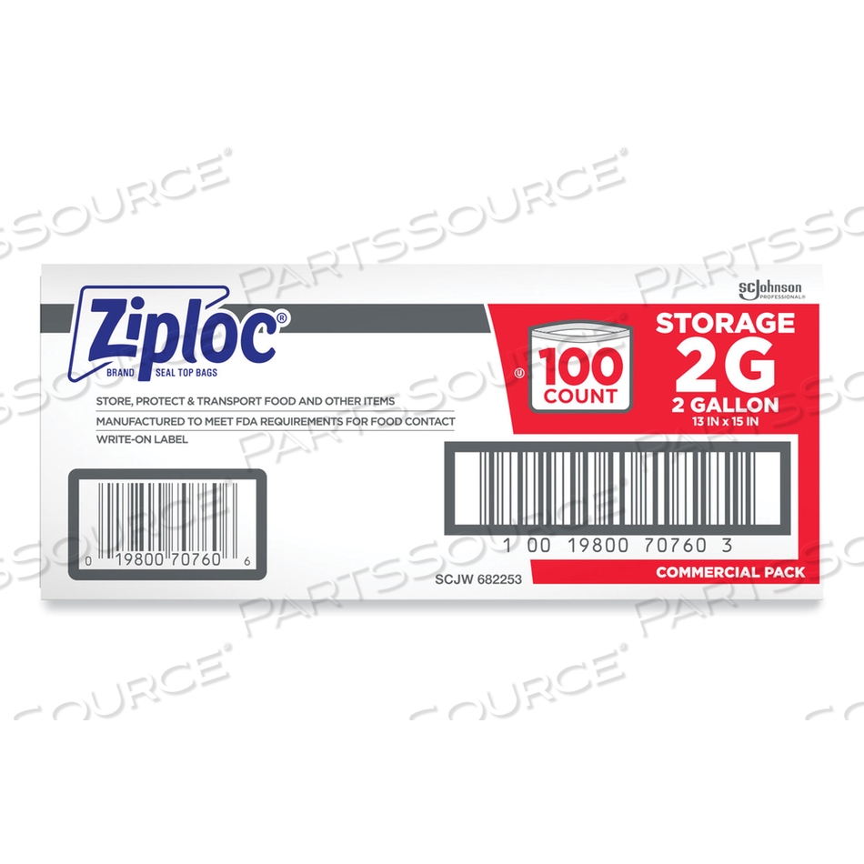 682253 ZIPLOC STORAGE BAGS, 2 GAL, 100 BAGS, ZIPPER, CLEAR, SOLID by Ziploc 682253 ZIPLOC STORAGE BAGS, 2 GAL, 100 BAGS, ZIPPER, CLEAR, SOLID by Ziploc