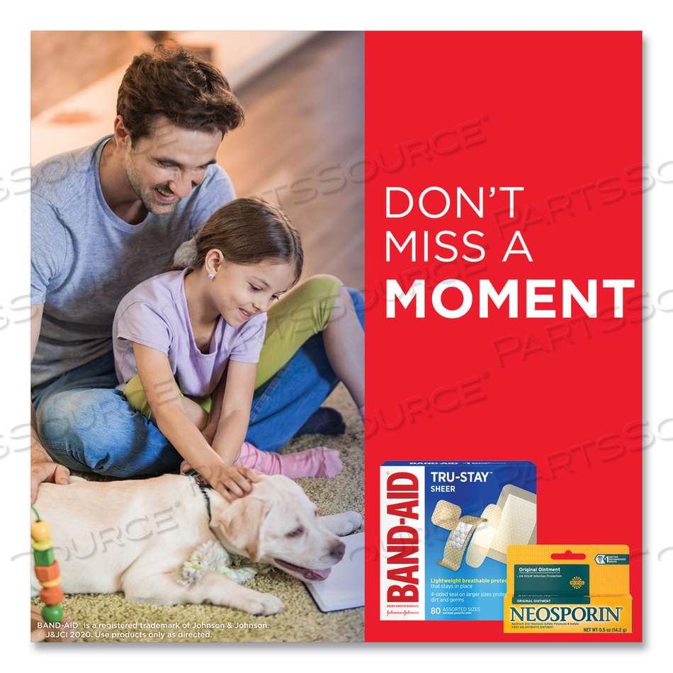 TRU-STAY SHEER STRIPS ADHESIVE BANDAGES, ASSORTED, 80/BOX 