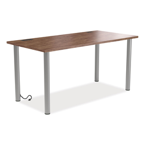 ESSENTIALS WRITING TABLE-DESK WITH INTEGRATED POWER MANAGEMENT, 59.7" X 29.3" X 28.8", ESPRESSO/ALUMINUM by Union & Scale