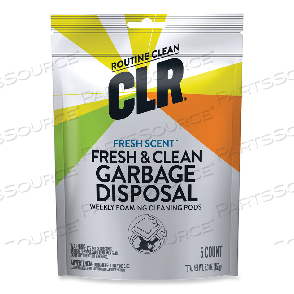 FRESH AND CLEAN GARBAGE DISPOSAL, FRESH SCENT, 5 PODS/PACK by CLR FRESH AND CLEAN GARBAGE DISPOSAL, FRESH SCENT, 5 PODS/PACK by CLR