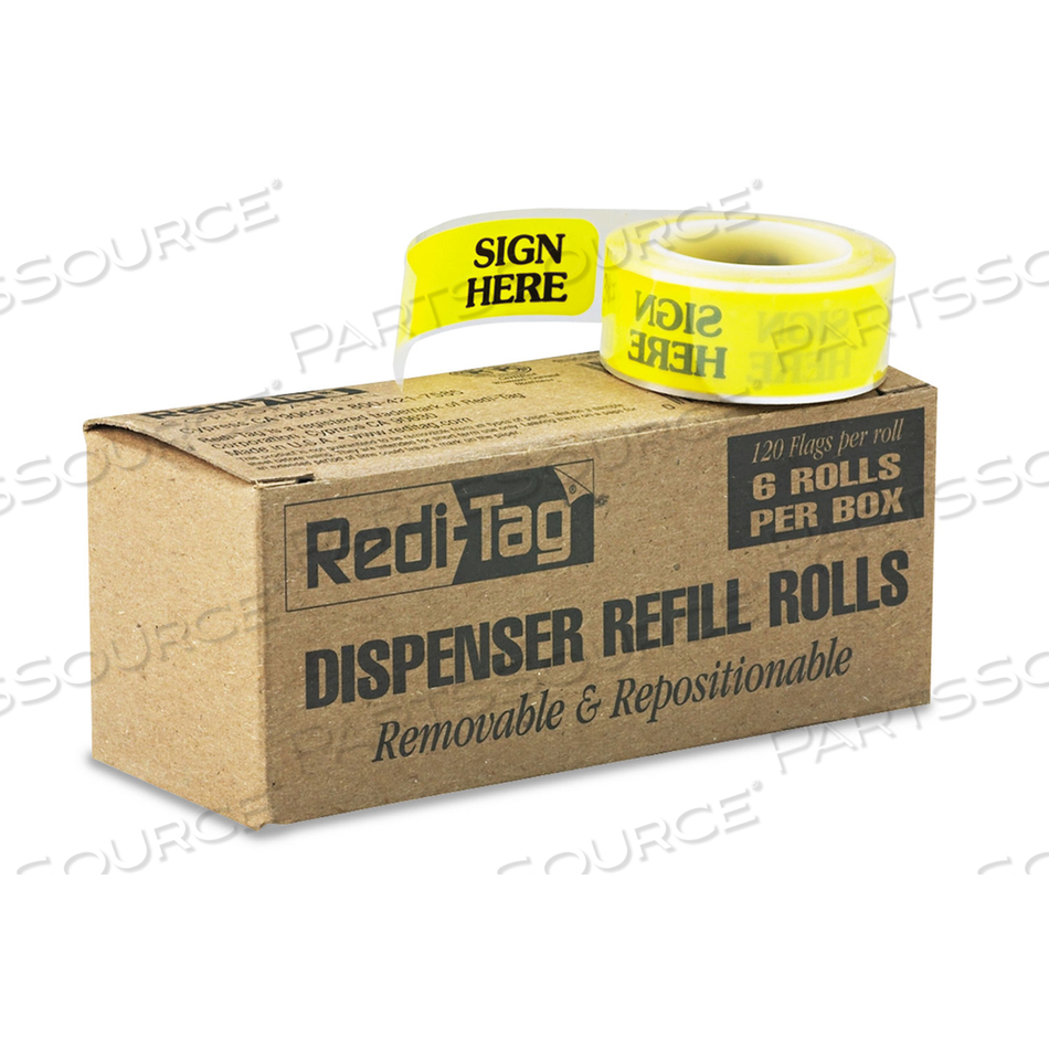 ARROW MESSAGE PAGE FLAG REFILLS, "SIGN HERE", YELLOW/ROLL/BOX by Redi-Tag ARROW MESSAGE PAGE FLAG REFILLS, "SIGN HERE", YELLOW/ROLL/BOX by Redi-Tag