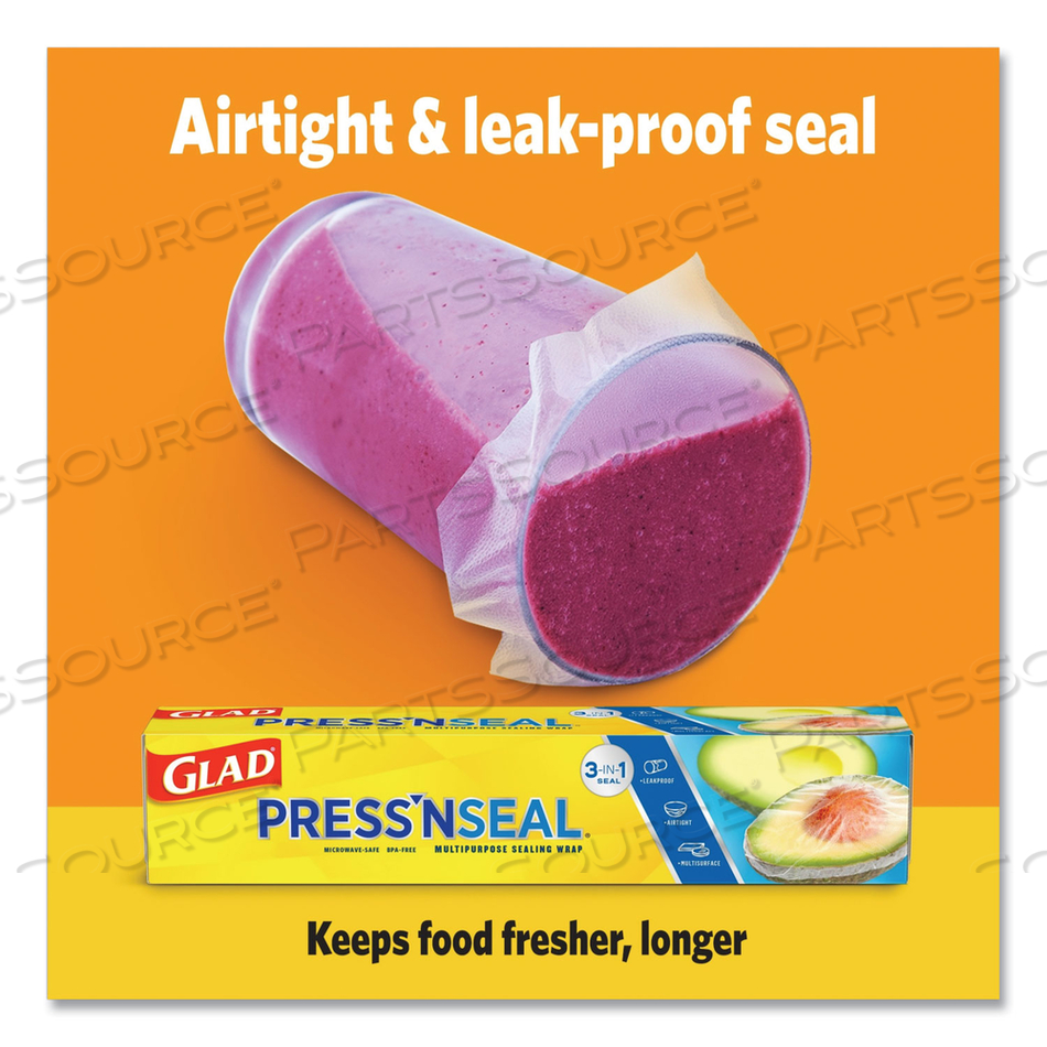 PRESS'N SEAL FOOD PLASTIC WRAP, 70 SQUARE FOOT ROLL/CARTON by Glad PRESS'N SEAL FOOD PLASTIC WRAP, 70 SQUARE FOOT ROLL/CARTON by Glad