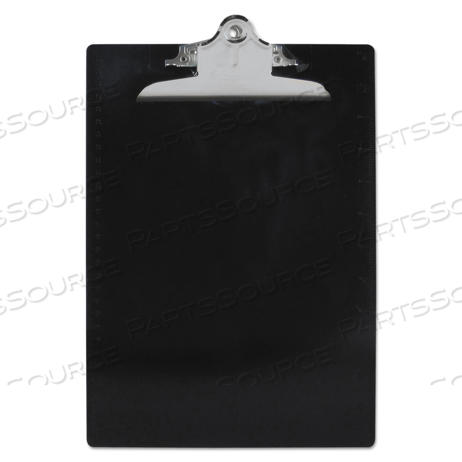 RECYCLED PLASTIC CLIPBOARD WITH RULER EDGE, 1" CLIP CAPACITY, HOLDS 8.5 X 11 SHEETS, BLACK by Saunders