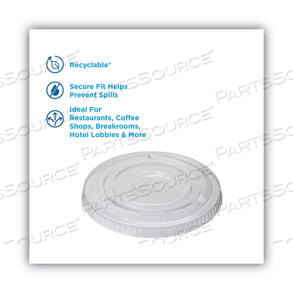 COLD DRINK CUP LIDS, FITS 16 OZ PLASTIC COLD CUPS, CLEAR, 100/SLEEVE, 10 SLEEVES/CARTON 