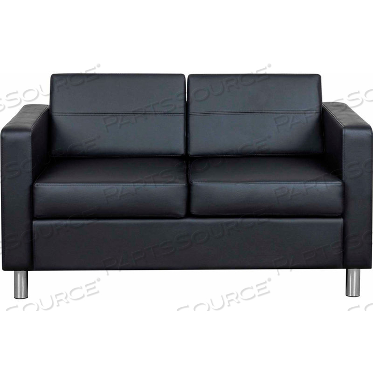 INTERION ANTIMICROBIAL UPHOLSTERED LEATHER LOVESEAT, BLACK by Global Seating Solutions LLC